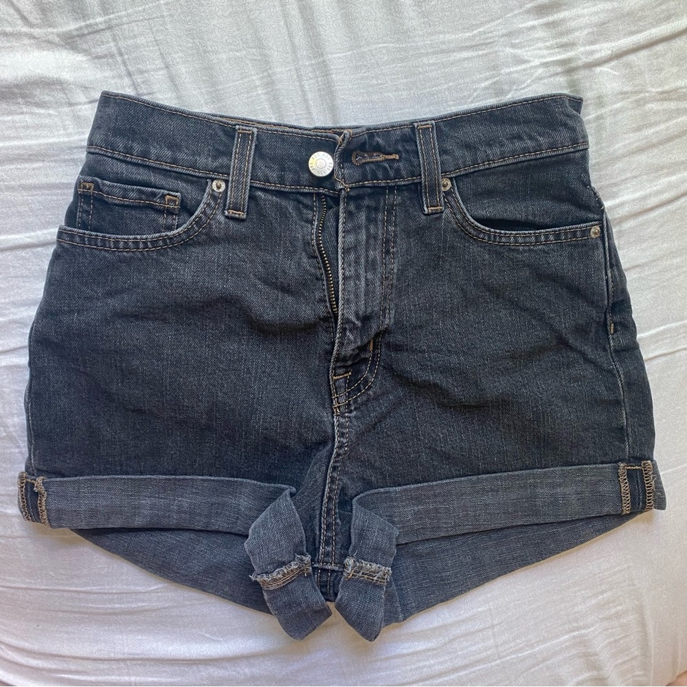 BDG black denim mom shorts